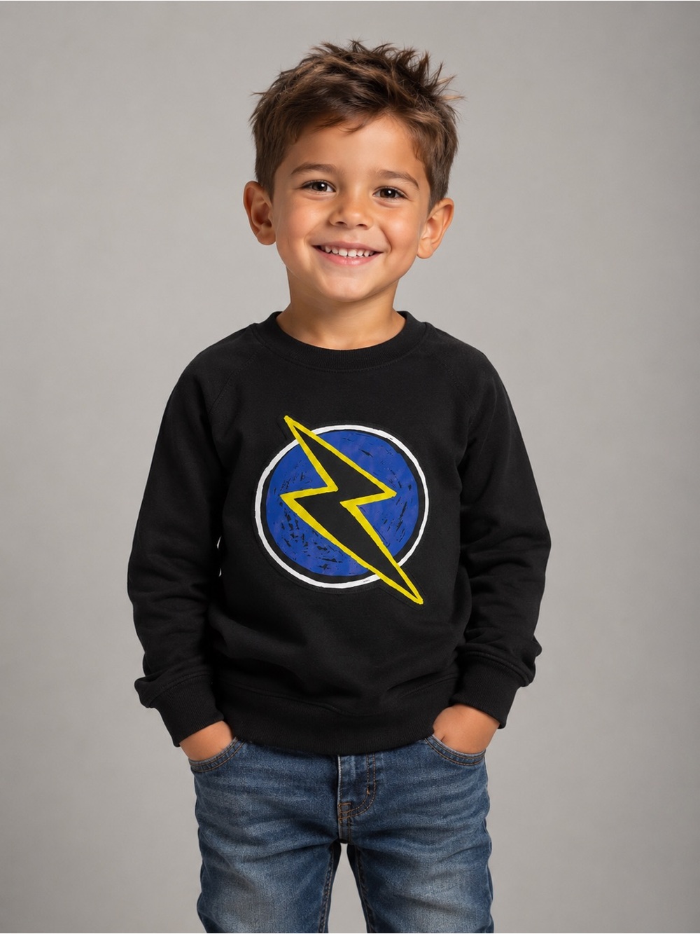 Okie Dokie Boy’s Lightening Bolt Black Sweatshirt Size 5